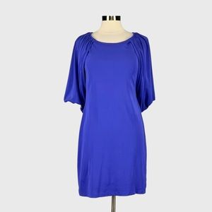 Trina Turk Womens Batwing Cape Sleeve Sheath Dress Purple Blue size 6